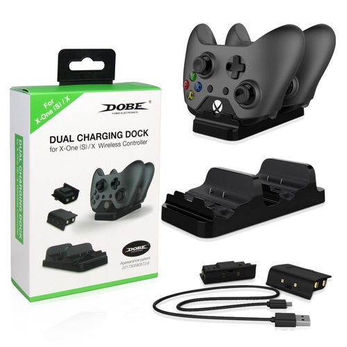 Chargeur Dual Station D'accueil Pour Manette Xbox One/One S/One X Avec 2 Batteries Et Câble De Chargement Usb - Noir