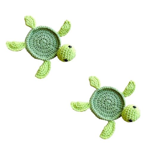 Sous-Verres De Tortue Au Crochet Pour Les Boissons, Drôle De Sous-Verres Au Crochet Faits À La Main, Ensemble De Sous-Verres Mignons Pour Le Café, Décor De Table