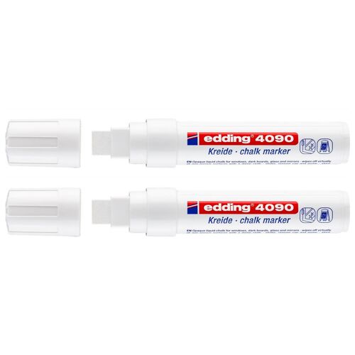Edding Lot De 2 Marqueurs Craie Liquide 4090 Blanc Large 4-15 Mm