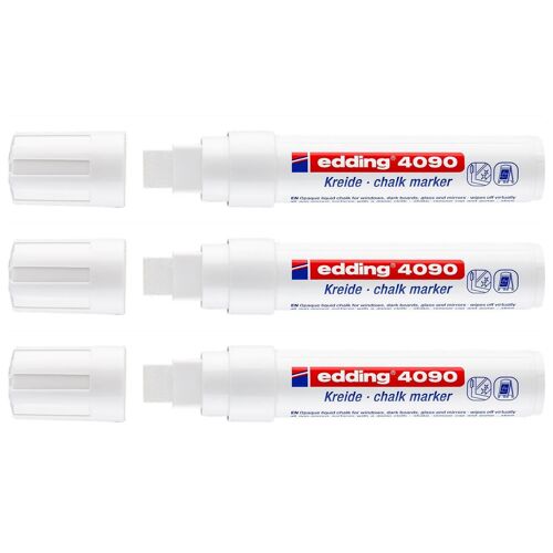 Edding Lot De 3 Marqueurs Craie Liquide 4090 Blanc Large 4-15 Mm