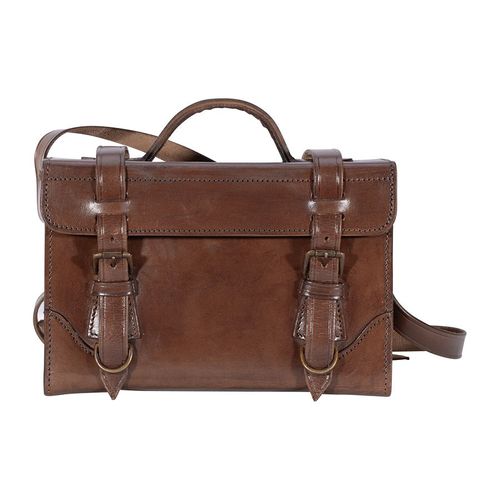 SAC / SACOCHE / MUSETTE RIGIDE EN CUIR MARRON 31 X 22 X 18 CM AVEC BANDOULIERE - 13740009