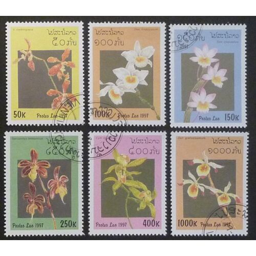 Laos Oblitéré Lot De 6 Timbres De 1997 (Orchidées)
