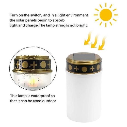 Bougie funéraire blanche pour les lumières solaires de tombe de cimetière avec éclairage LED Grave Light 1Pcs