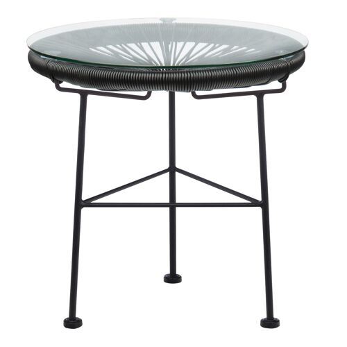 Table d'appoint ronde Ø45 cm en acier et rotin synthétique Acapulco Noir