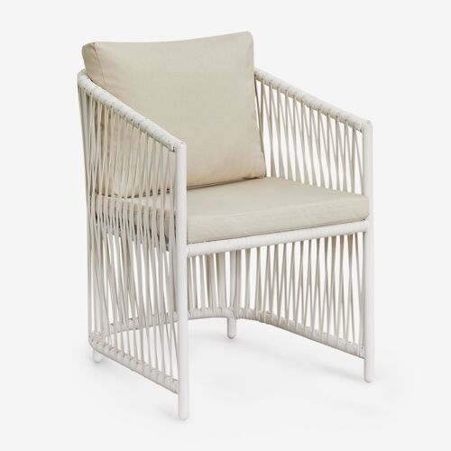 Lot De 2 Chaises De Jardin Avec Accoudoirs En Aluminium Et Corde Tressée Sophie Blanc Gardenia