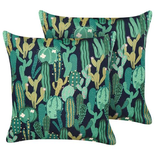 Lot De 2 Coussins De Jardin À Motif De Cactus Verts 45 X 45 Cm Bussana