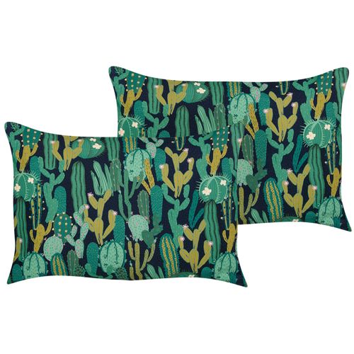 Lot De 2 Coussins De Jardin À Motif De Cactus Verts 40 X 60 Cm Bussana