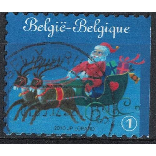 Belgique 2010 Oblitéré Rond Used Père Noël Et Traîneau Rennes Plus Cadeaux Su