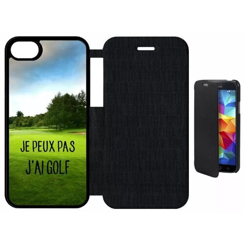 Etui A Flip Flap - Je Peux Pas J Ai Golf Fond Terrain - Compatible Avec Apple Iphone 7 - Simili-Cuir - Bord Noir