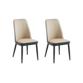 Lot De 2 Chaises En Simili Et Métal - Beige Et Anthracite - Mildura