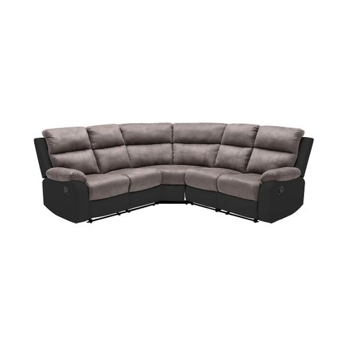 Canapé D'angle Relax Gris Et Noir En Microfibre Et Simili Tolzano