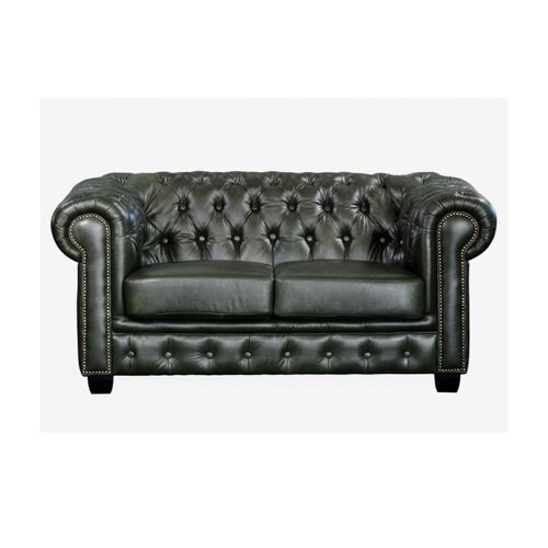 Canapé Chesterfield 2 Places Brenton 100% Cuir De Buffle - Vert Empire