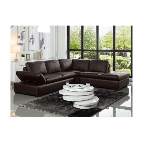 Canapé D'angle En Cuir Onyx Ii - Marron - Angle Droit