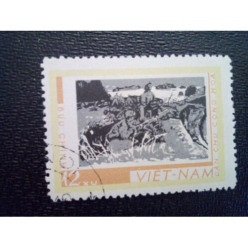Timbre Vietnam - Nord Yt 620 Unité Antiaérienne Dans La Mine De Charbon De Hong-Gal 1968