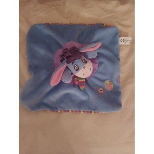 Doudou Bourriquet Disney Winnie Plat Carre Bleu Rose Echarpe Dessous Rayé Abeille Nicotoy Simba