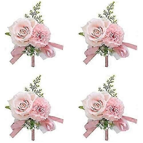 Mariage Boutonnière Boutonnières Rose Fleur Avec Pins Marié Garçons D¿Honneur Homme Mariée Et Demoiselle D¿Honneur Boutineer Fleurs Corsage Pour Cérémonie De Mariage Un 4 Pcs