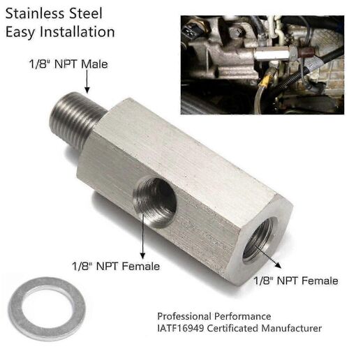 1 / 8inch Npt Oil Pressure Sensor Tee To Npt Adapter Turbo Supply Feed Line Meter