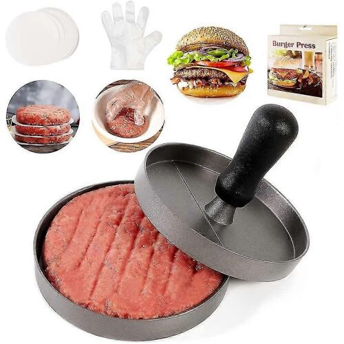 Machine À Battre À Viande À Hamburger, 1/4 À 1/3 Lb Battement De Viande, Aluminium Non - Presse À Hamburger À Hamburger Adhésive, 100 Feuilles De Papier Ciré Et 20 Gants En Plastique
