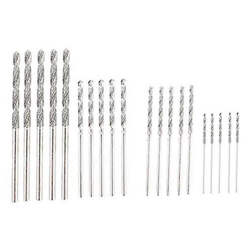 Jeu de forets diamantés 20 pièces 4 tailles 1mm 1.5mm 2mm 2.5mm Twist Tip