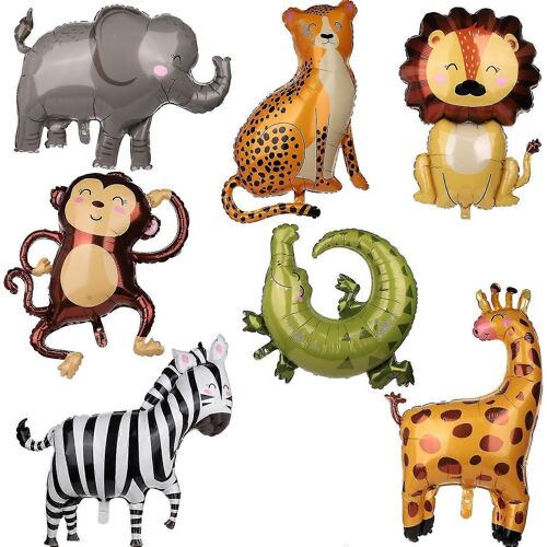 7pcs Jungle Safari Animal Balloons, divers ballons de fête à thème animal Animal Print Balloons pour enfants Zoo Party Décoration Fournitures Monkey Elephant Z