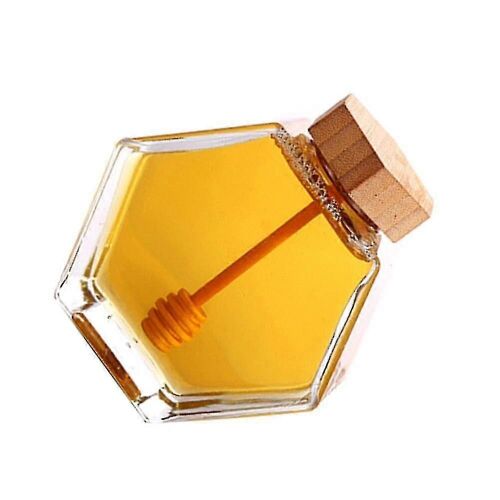 220ml Pot de miel en verre d'étanchéité Pot de confiture transparent respectueux de l'environnement avec trempette pour la maison - SNNGV