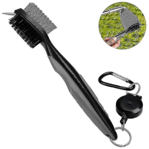 Golf Club Brush And Club Groove Cleaner Mousqueton Rétractable En Aluminium À Tyrolienne, Léger Et Élégant, Design Ergonomique, Se Fixe Facilement Au Golf Ba