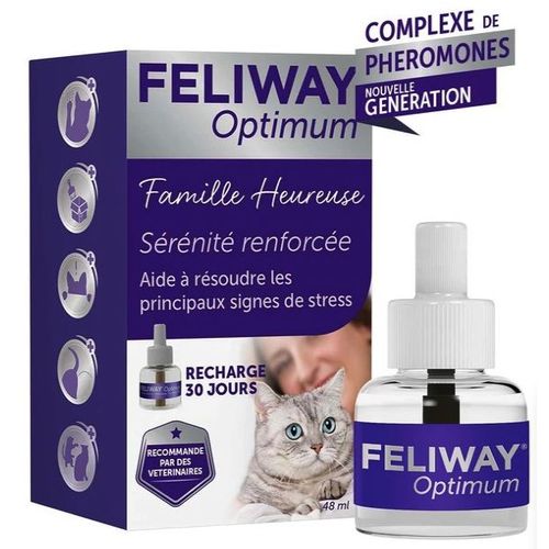 Feliway Optimum Recharge De 48 Ml Pour 1 Mois - Solution De Phéromonothérapie