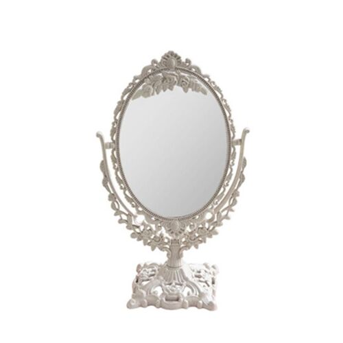 Miroir décoratif vintage en plastique argenté nordique petit miroir rond de chambre à coucher de maquillage ins table chambre s