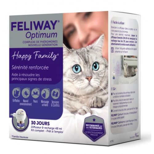 Feliway Optimum Diffuseur Et Recharge 3411113030445 Pheromones Soins Maison Chat Chaton Felin Animalerie Set Pack Comasound Kartel Csk Online