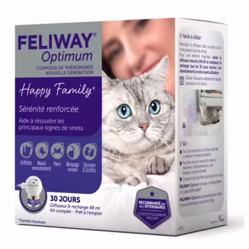 Feliway Optimum Diffuseur Et Recharge 3411113030445 Pheromones Soins Maison Chat Chaton Felin Animalerie Set Pack Comasound Kartel Csk Online