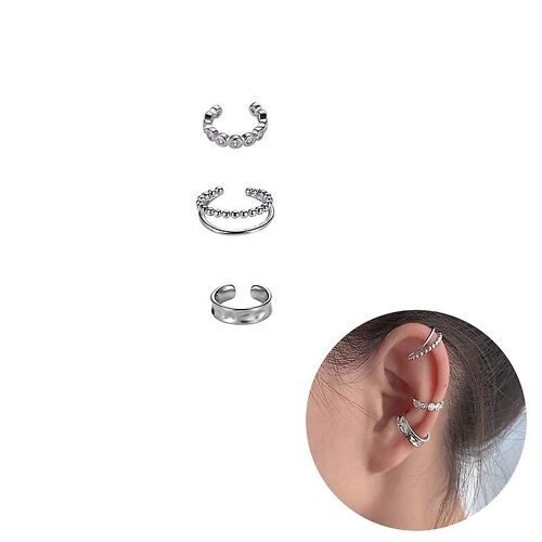 925 Argent Sterling Zircon Géométrique Boucles D'oreilles Boucle D'oreille Clip Boucles D'oreilles 3pcs/Set Shytmv