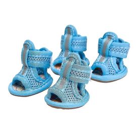 4pcs Été Respirant Animaux De Compagnie Bottes De Chien Mesh Sandales Chaussures De Chien Anti-Slip Sneakers Pet Supplies (Bleu) - Taille 5