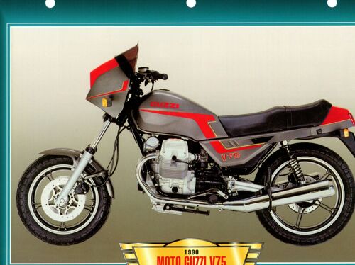 Fiche Technique Moto Guzzi V75 1990 Motorcycle Card Collection Moto Passion Atlas