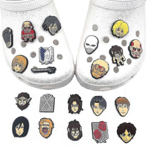 21pcs Cartoon Attack On Titan Shoe Charms Décoration Pour Diy Croc Clog Sandals Accessoires