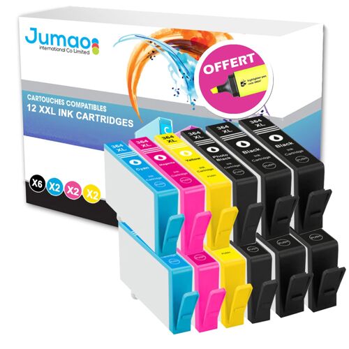 Lot de 12 cartouches type Jumao compatibles pour HP Photosmart Premium CN503B +Fluo offert