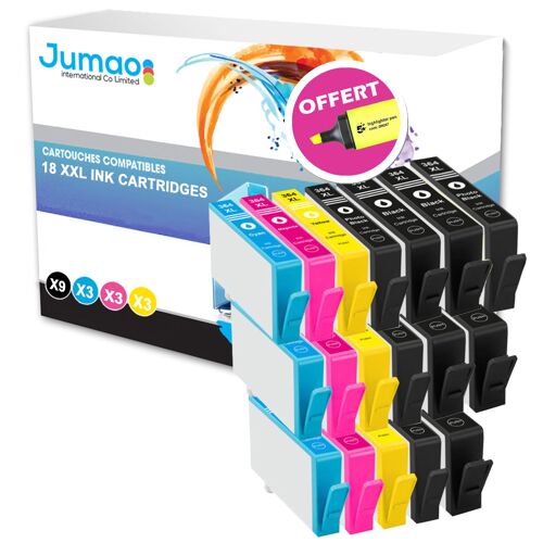Lot de 18 cartouches type Jumao compatibles pour HP Photosmart C6380 CD028B +Fluo offert