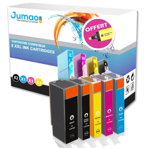 5 cartouches type Jumao compatibles pour Canon PIXMA iP6600D 5300 5200R 5200 +Fluo offert