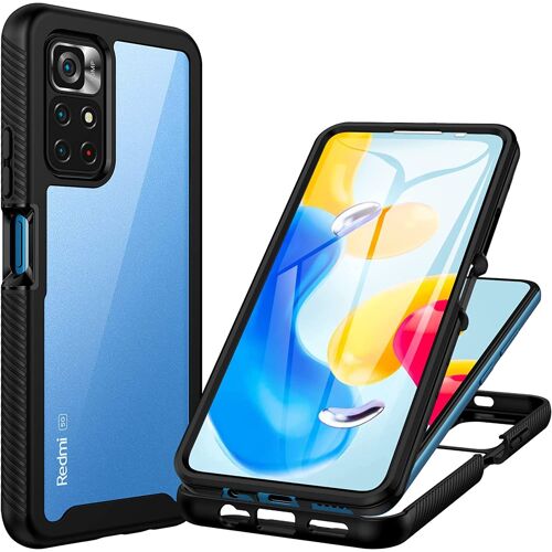 Coque Xiaomi Redmi Note 11S 5G /Poco M4 Pro 5G (Pas 4G), Antichoc Housse avec Protection écran, 360 Degrés Téléphone Etui Double Face Bumper Case Intégrale Coque pour Redmi Note 11S 5G - Noir