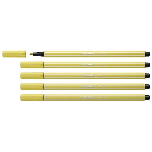 Stabilo Lot De 5 Stylos Feutre Pen 68, Jaune Moutarde