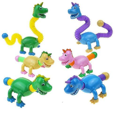 Décompression pour enfants Tube télescopique Dessin animé Dinosaure Luminescent Puzzle Jouet