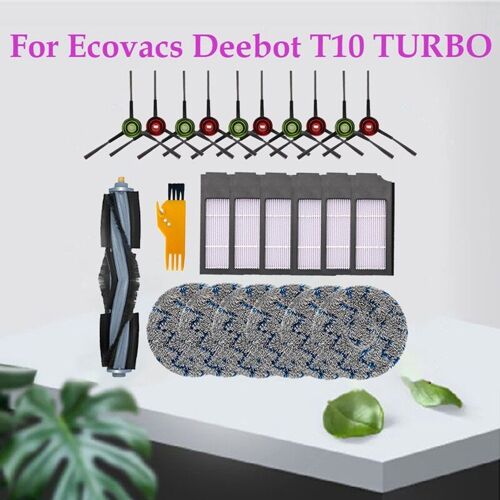 Kit de pièces de rechange pour aspirateur Ecovacs Deebot T10, accessoires pour aspirateur TURBO, filtre en tissu, brosses latérales principales, 24 pièces