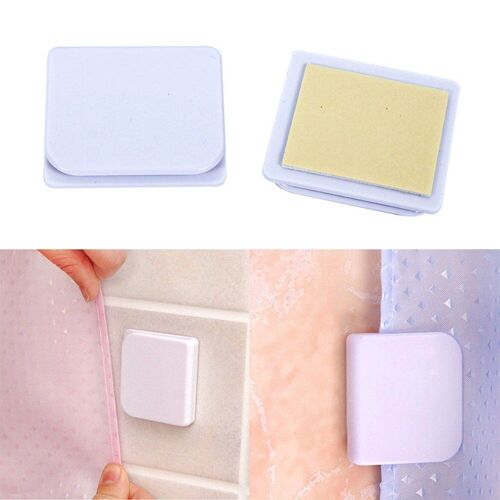Xue Clips Pour Rideaux 2 Pièces Clips Anti Éclaboussures Butée D'eau Protection Contre Les Fuites D'eau Salle De Bains Auto-Adhésif Sans Couture Clips Pour Rideau De Douche Boucle