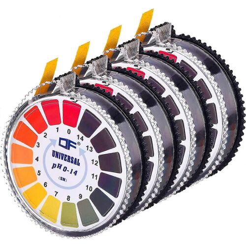 Bandelettes universelles de test de pH Rouleau de bandelettes de test de pH, plage complète de mesure du pH 0-14 16,4 pi/rouleau (4 rouleaux)