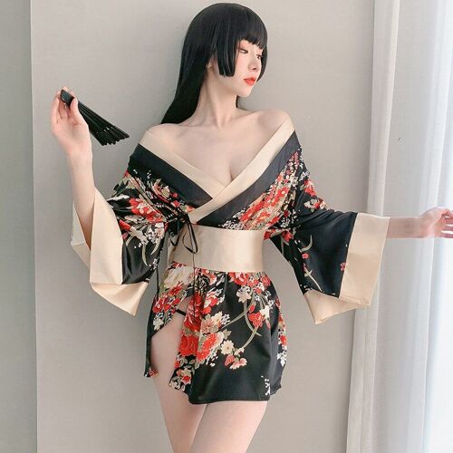 Robe Kimono Sexy Sakura, Uniforme Japonais, Motif Floral, Peignoir Court, Peignoir De Nuit, Robe De Chambre À La Mode Pour Femmes