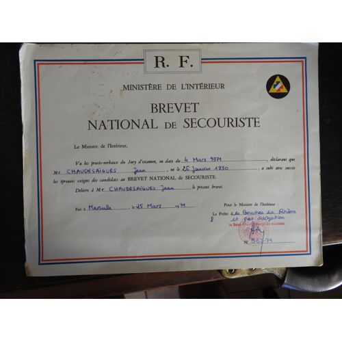 Diplome Brevet National De Secouriste 1979