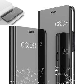 Etui Housse Samsung Galaxy J4 Clear Miroir Transparent View Rabattable Coque De Portection Pour Samsung Galaxy J4 - Noir