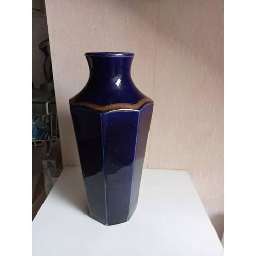 vase ancien bleu cobalte moulin des loups hauteur 31 cm x 14 cm