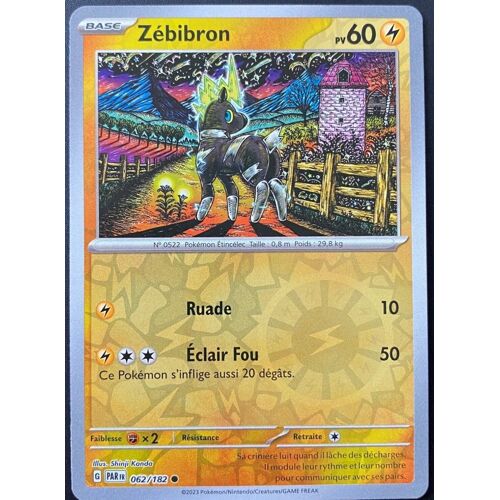 Carte Pokemon Zébibron Reverse 062/182  Ev4 Ecarlate Et Violet Par Fr