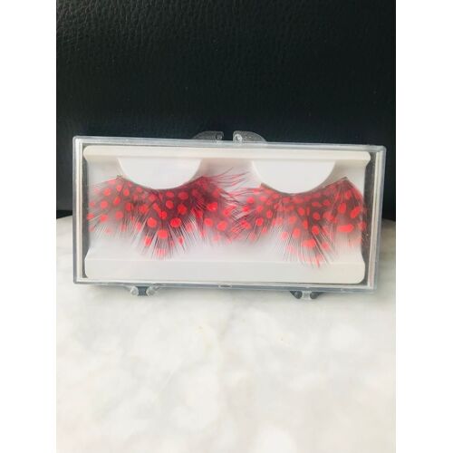 Faux-Cils Adhésifs Plumes Noirs Et Rouges  Rouge