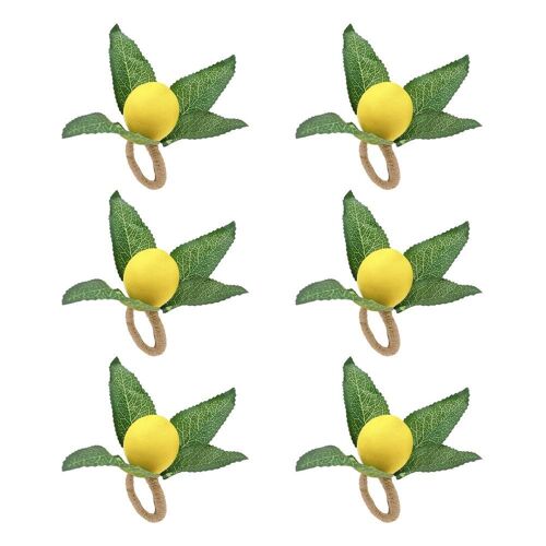 Anneaux De Serviette En Feuille De Citron Et Rotin 6 Pièces, Ensemble De Porte Serviettes Rustiques Pour Décoration De Table, Fête De Mariage